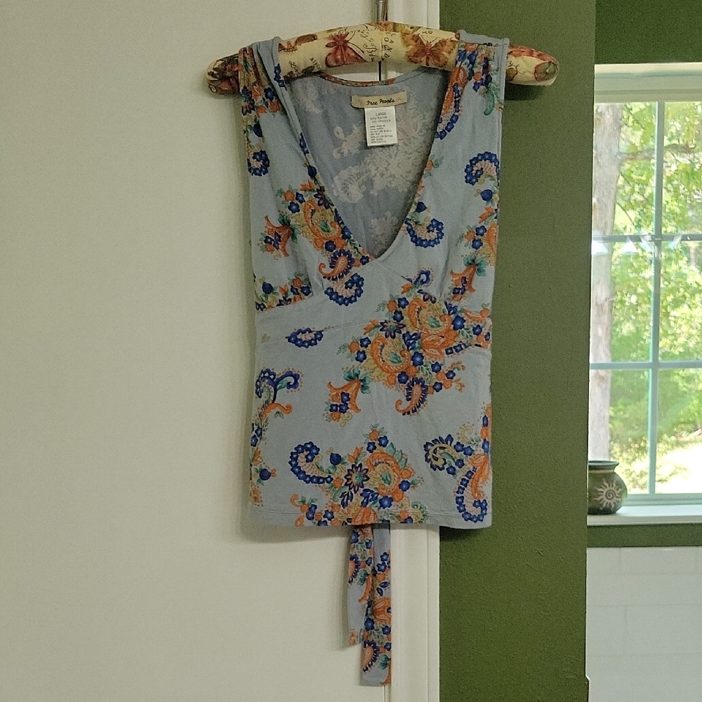 Free People Paisley Blue Tank Top